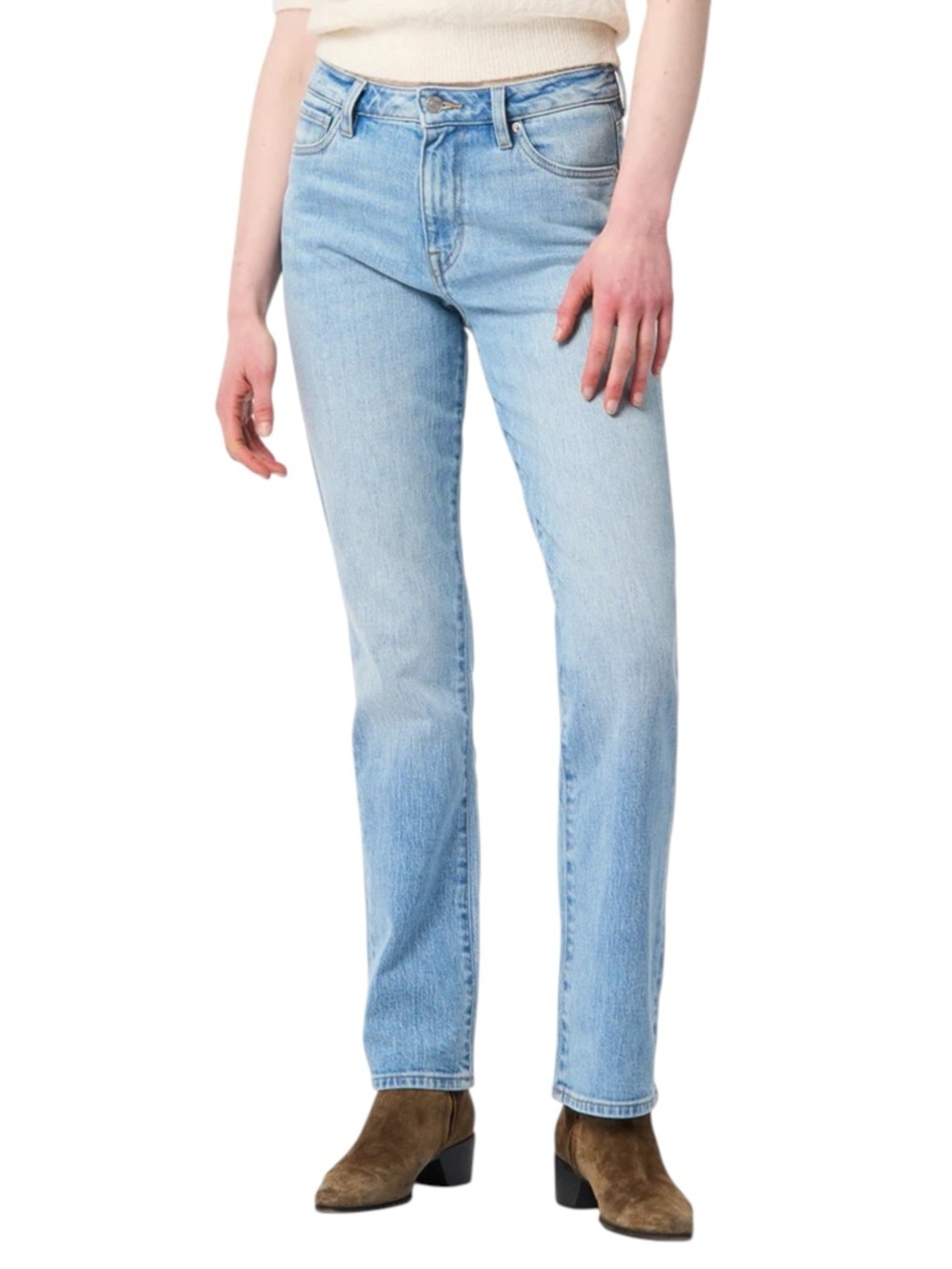 Buffalo Light Blue Sanded Mid Rise Straight Mary Jeans (27x35)